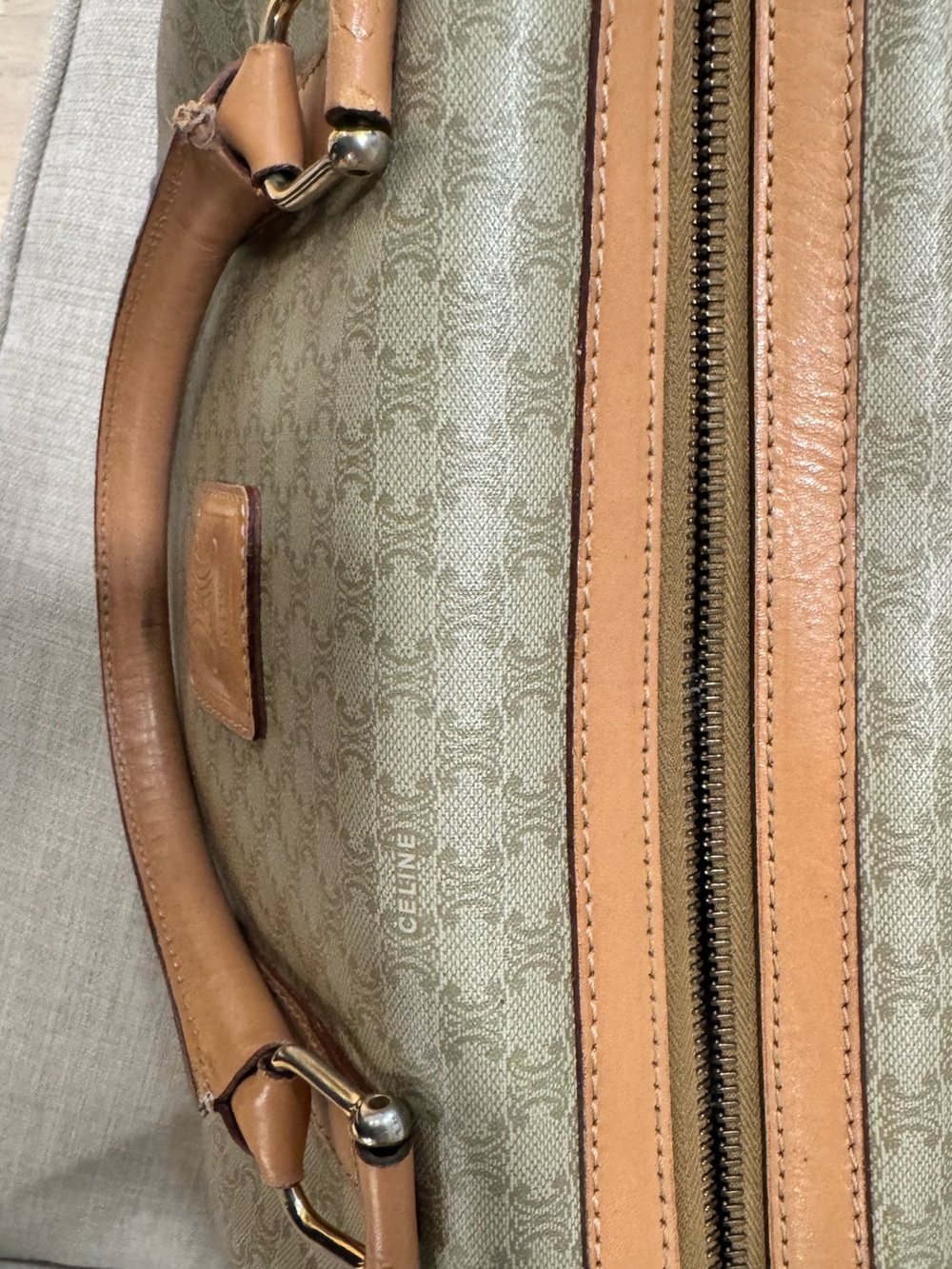 Vintage Authentic Celine Macadam Boston Bag — Monogram Canvas with Leather Trim - Picture 12 of 14